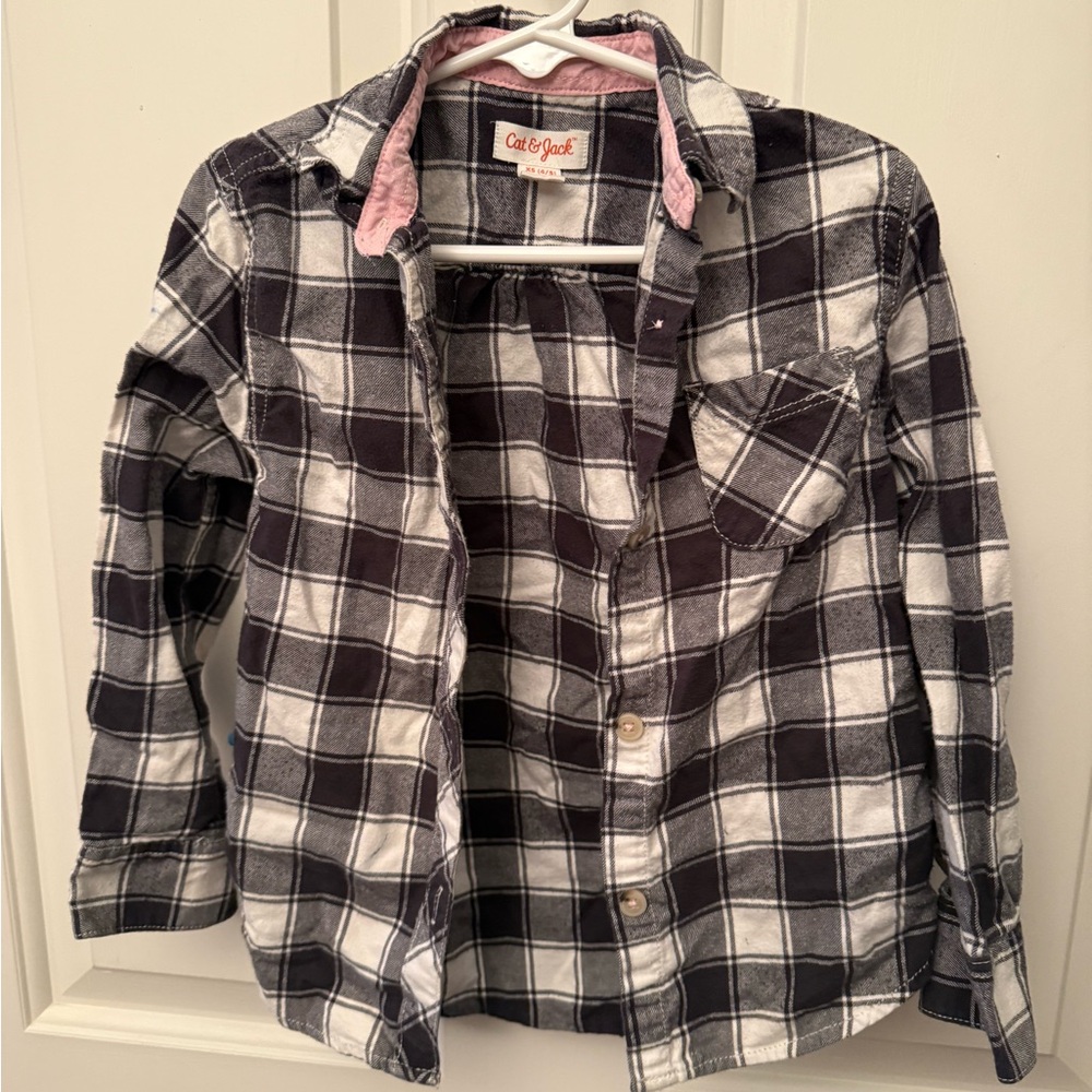 Cat & Jack Kids Plaid Shirt in Black and White